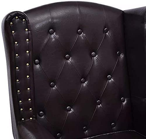 A to Z Furniture Leatherette ufted Wing Chair for Living Room Bedroom High Back Arm Chair Cushioned Lounge Chair Single Seater Sofa |Luxury Rest Chair Arm Chair with Footrest Stool (Dark Brown) - Image 4