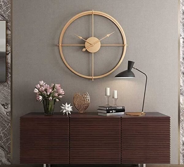Sunvalley Vintage Metal Wall Clock 24inch (Antique Gold) (Gold) - Image 3