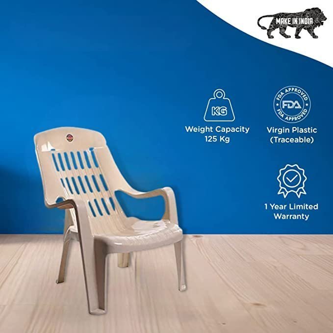 Cello Comfort Relaxing Plastic Chair | Cello Chair | Plastic Chair | Beige Colour | Comfort Chair | Chairs (Set of 2) - Image 2