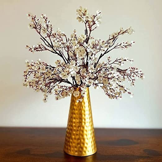 Mahogany Life Metal Gold Flower Vase for Vintage Antique Home Decor | Decorative Vintage Table Gold Flower Vase For Home Decoration | Copper Home Decor Vase Items For Living Room (Flowers Not Included)
