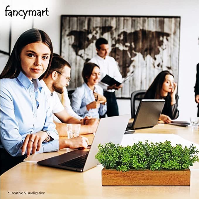 fancymart Artificial Gardenia Plant Bunch in Wood Planter, Home and Office Decor Plants for Decoration, Realistic Green Decorative for Interior, Living Room, Office Desk - Image 2
