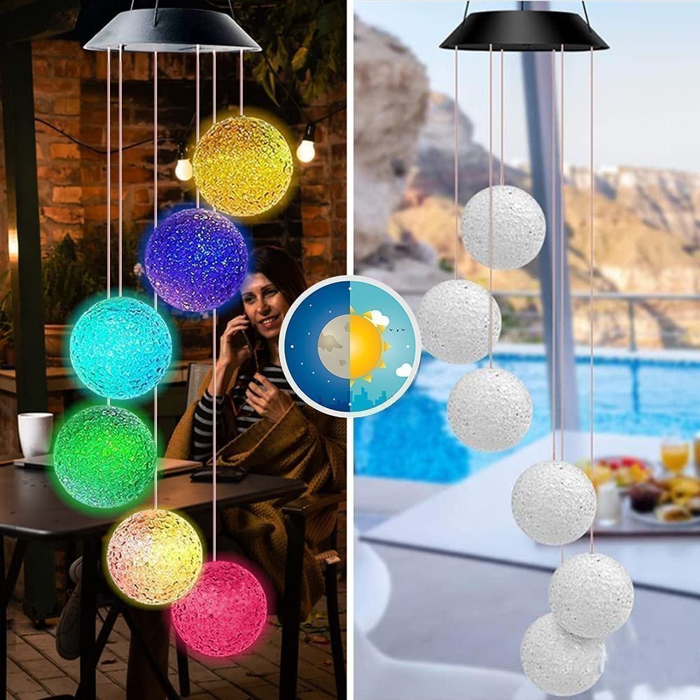 ANH MART Solar Wind Chime Light - Color Changing Crystal Ball Solar Wind Chimes Outdoor Decoration Lights with Waterproof LED Wind Chime Solar Light for Garden, Patio, Holiday Deco Gift Pack of - (1) - Image 2