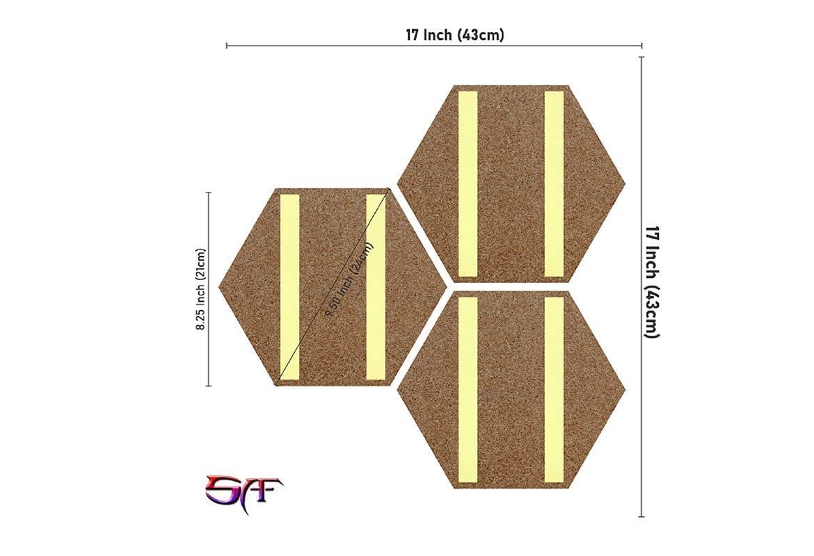 SAF Set of 3 Hexagon Modern Art Dancing MDF Board UV Textured Painting 17 Inch X 17 Inch SANFHXS30542 - Image 3