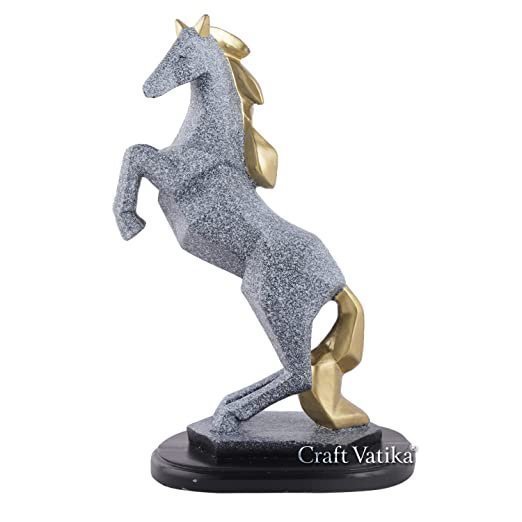 CraftVatika Horse with Uplifted Legs Standing Showpiece Statue for Home Decor Office Living Room Decoration Gift Item (Inches)