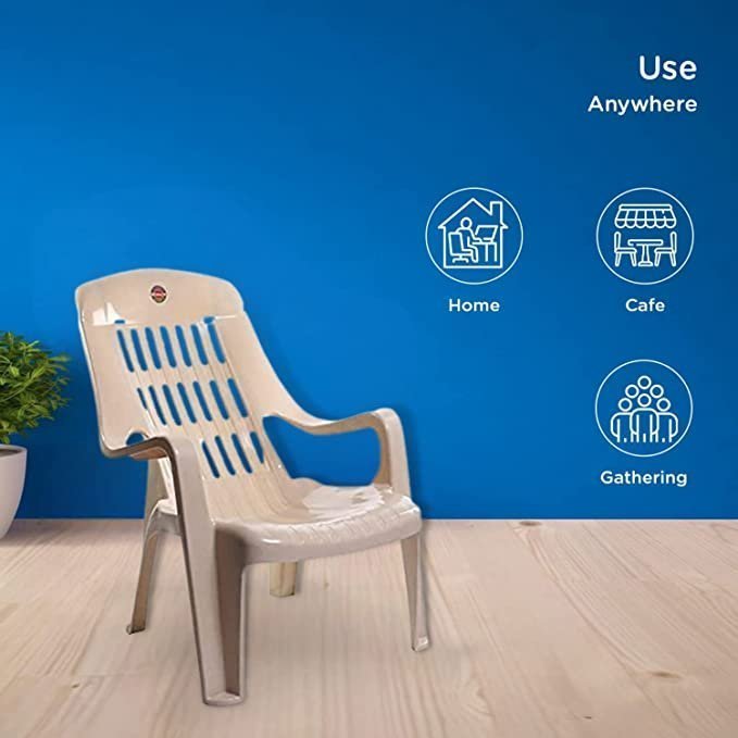 Cello Comfort Relaxing Plastic Chair | Cello Chair | Plastic Chair | Beige Colour | Comfort Chair | Chairs (Set of 2) - Image 3