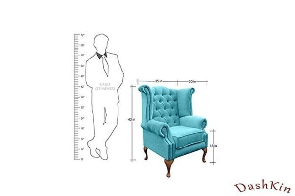 Dashkin Single Sofa Chair| Single Seater Sofa| Sofa Chair for Living Room| Wing Chair| Wing Chair for Living Room| Sofa Chair| Single Sofa| Lounge Chair| Sofa Single Seater| Arm Chair| Peacock Color| - Image 3