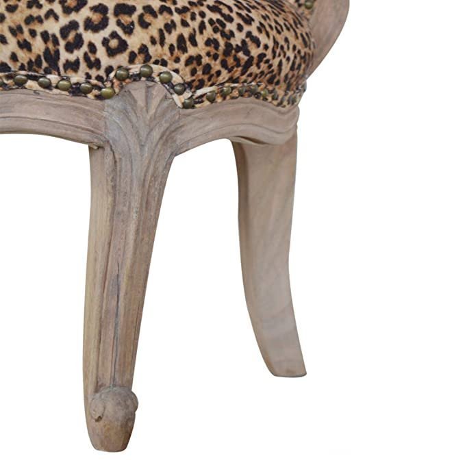 Artisan Furniture Chair, Wood, Sunbleach, Leopard Print Fabric, One Size - Image 7