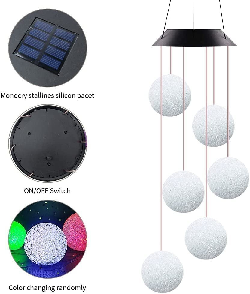 ANH MART Solar Wind Chime Light - Color Changing Crystal Ball Solar Wind Chimes Outdoor Decoration Lights with Waterproof LED Wind Chime Solar Light for Garden, Patio, Holiday Deco Gift Pack of - (1) - Image 5