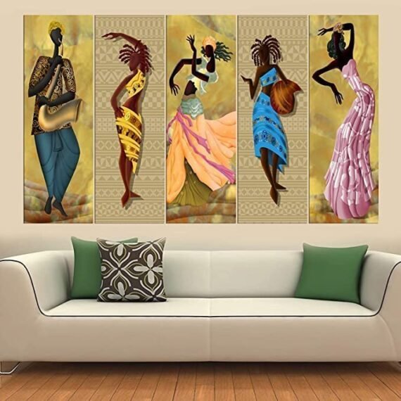 Maxstone Improve your place Nature Multiple Frames, Beautiful Folk Indian Dance Wall Painting- Multicolour, Big Size