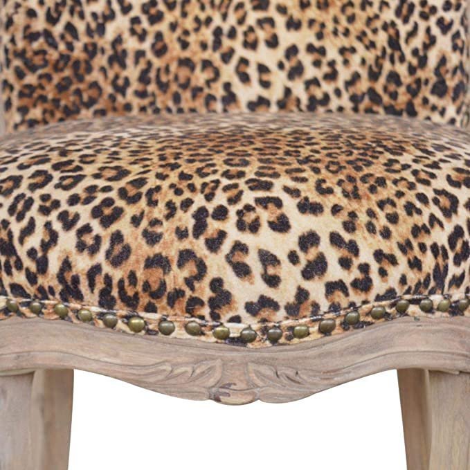 Artisan Furniture Chair, Wood, Sunbleach, Leopard Print Fabric, One Size - Image 2