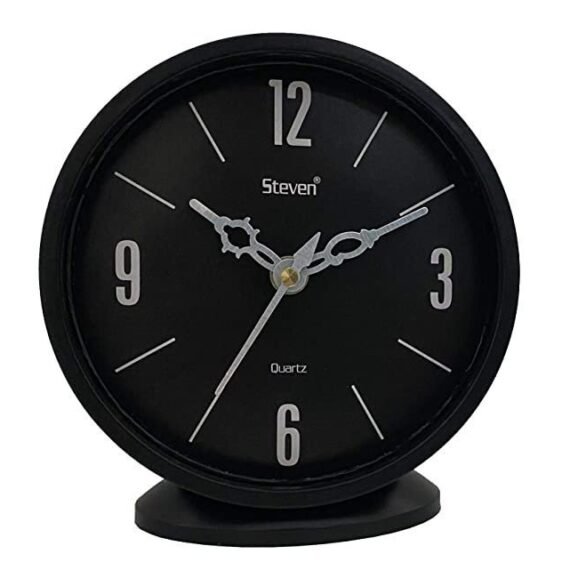 Table Clock Clock by STEVEN Quartz LLP, Size Small 5 INCH Model NO.501 (Black)