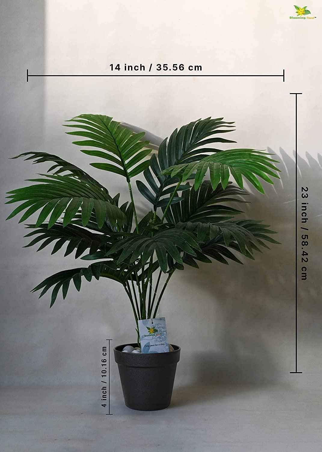 Blooming Floret Artificial Areca Palm for Home Decor/Office Decor/Gifting | Attractive Ornamental Plant | 12 Leaves | with Pot | Natural Looking Indoor Plant - Image 3
