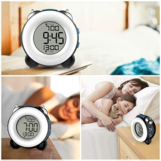 Banne Loud Alarm Clock Optional Alarm Dual Alarm Setting Snooze Function Night Light Bedside Battery Powered Clock (Black) - Image 3