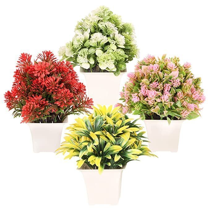 Dunay Artificial Forest Bonsai Plant with Plastic Pot for Home Decoration Office Table Greenery Room Home Decor Plants (Set of 4) - Image 2