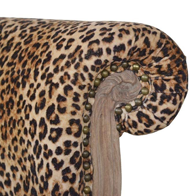 Artisan Furniture Chair, Wood, Sunbleach, Leopard Print Fabric, One Size - Image 6