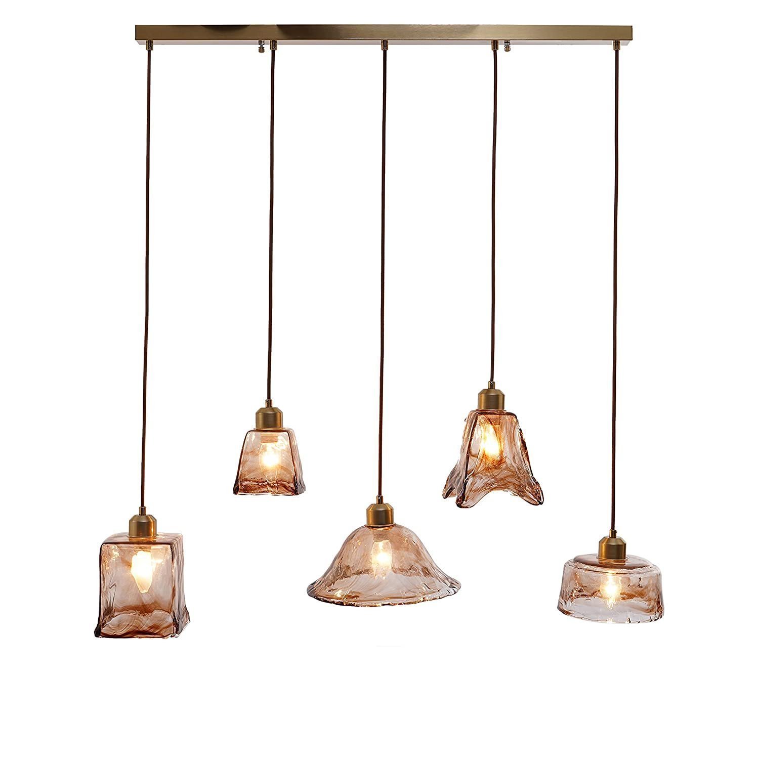 KAPOOR E-ILLUMINATIONS Larmes 5 Light Gold Glass & Metal Chandelier - Image 2