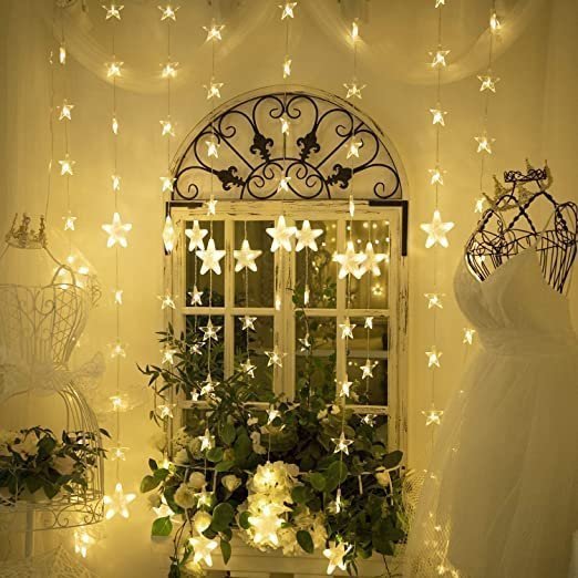 Quace Window Lights 20 Snowflakes Curtain Fairy Light Xmas Decoration for Indoor Party Bedroom (Warm White) - Image 3