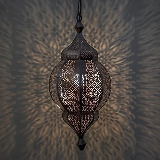 Homesake Classic Moroccan Orb Hanging Lamp, Antique Copper Hanging Pendant Light.(DC)