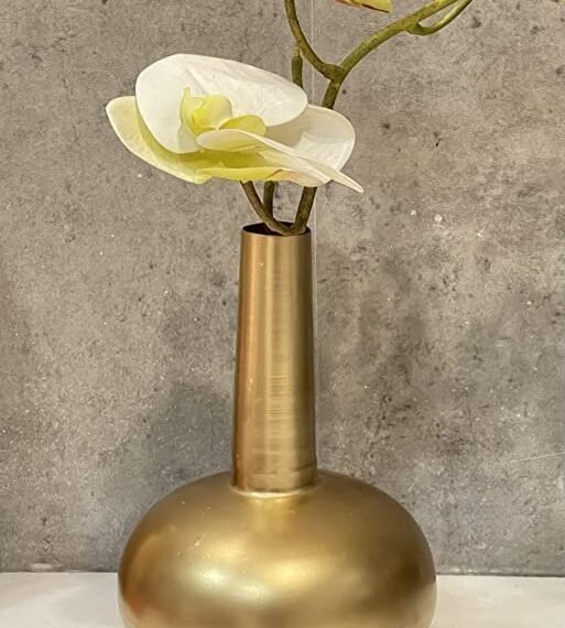 Urban Born Metal Flower vase for Home Decor and Living Room Vintage Decor Antique Decor for Home décor (17 x 17 x 21 cm) VS0014 (Shinny Gold)