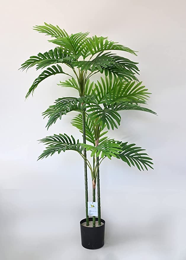 Blooming Floret Artificial Areca Palm | 3 Stems Having 27 Leaves (110 CM Long) | with Basic Black Pot | Ornamental Plant for Interior Decor/Home Decor/Office Decor | Dustproof - Image 2
