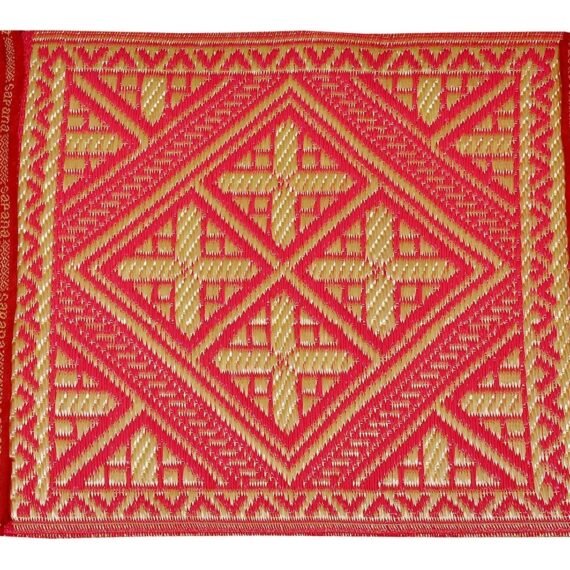 Sapana Mats Plastic Chatai (Pink , Ivory, 45 cm x 45 cm)