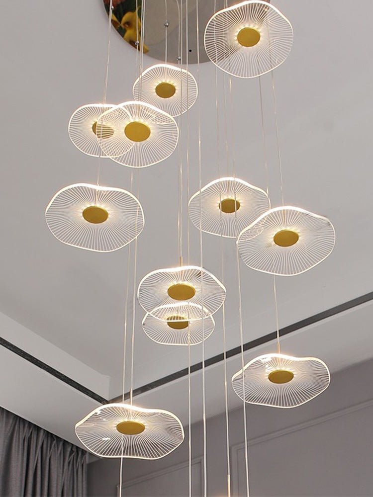 15 LIGHT LED ROUND ACRYLIC DOUBLE HEIGHT STAIR CHANDELIER - WARM WHITE - Image 4