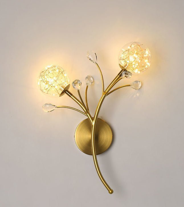 FAIRY STRING DUAL GLASS BALL WALL LIGHT METAL - GOLD WARM WHITE - Image 2