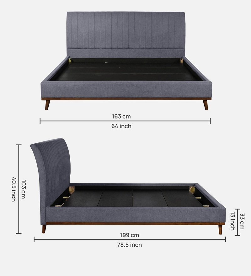 Alonso Upholstered Queen Size Bed in Dark Grey Colour - Image 2
