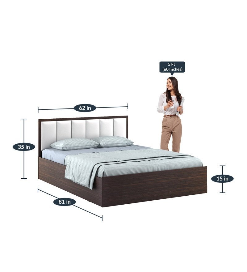 Arctic Queen Size Upholstered Bed with Storage in Choco Walnut Finish - Image 2