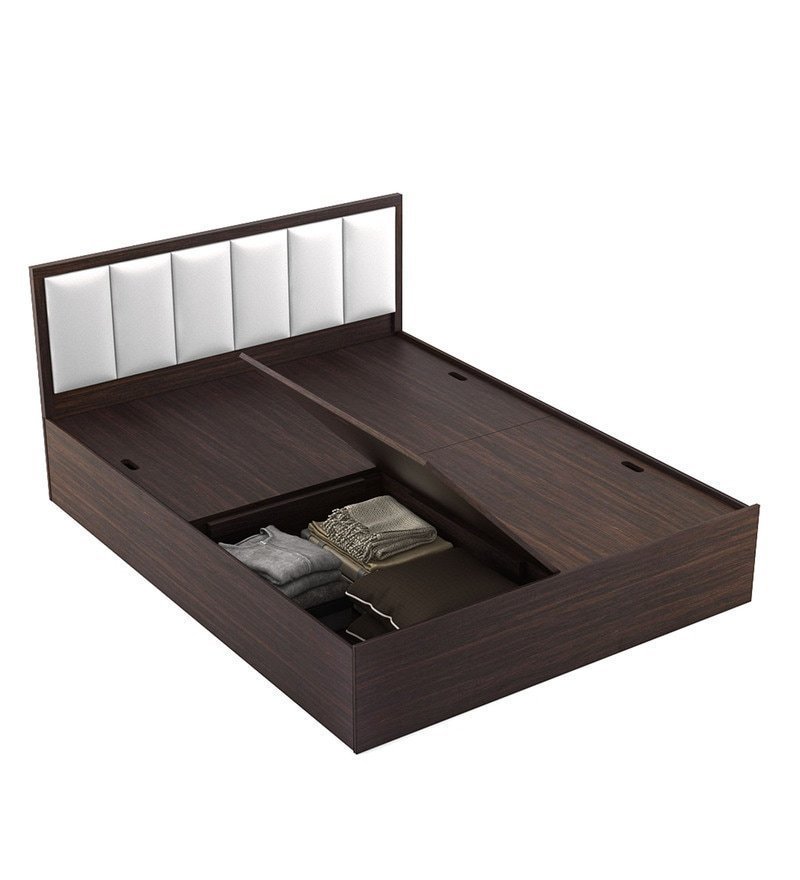 Arctic Queen Size Upholstered Bed with Storage in Choco Walnut Finish - Image 4