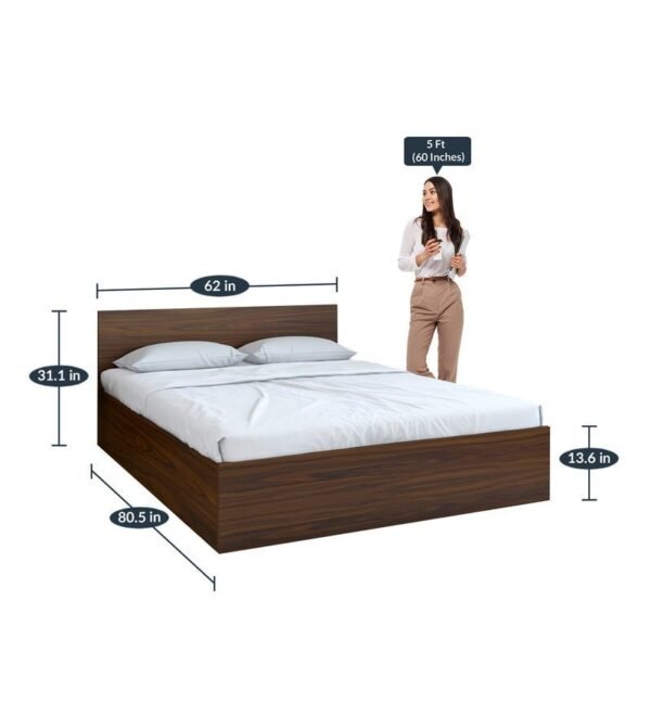 Arthur Queen Size Bed with box storage in Walnut Finish - Image 2