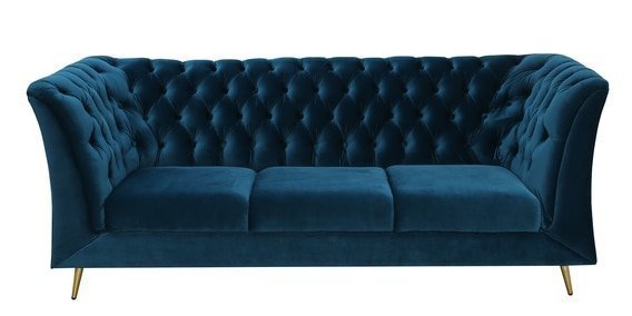 Azalea 3 Seater Velvet Sofa In Teal Blue Colour - Image 3
