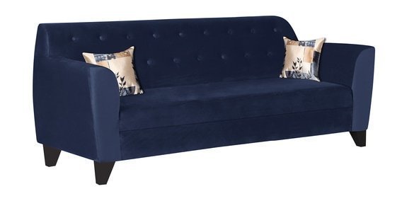 Bali 3 Seater Sofa In Velvet Blue Colour - Image 4