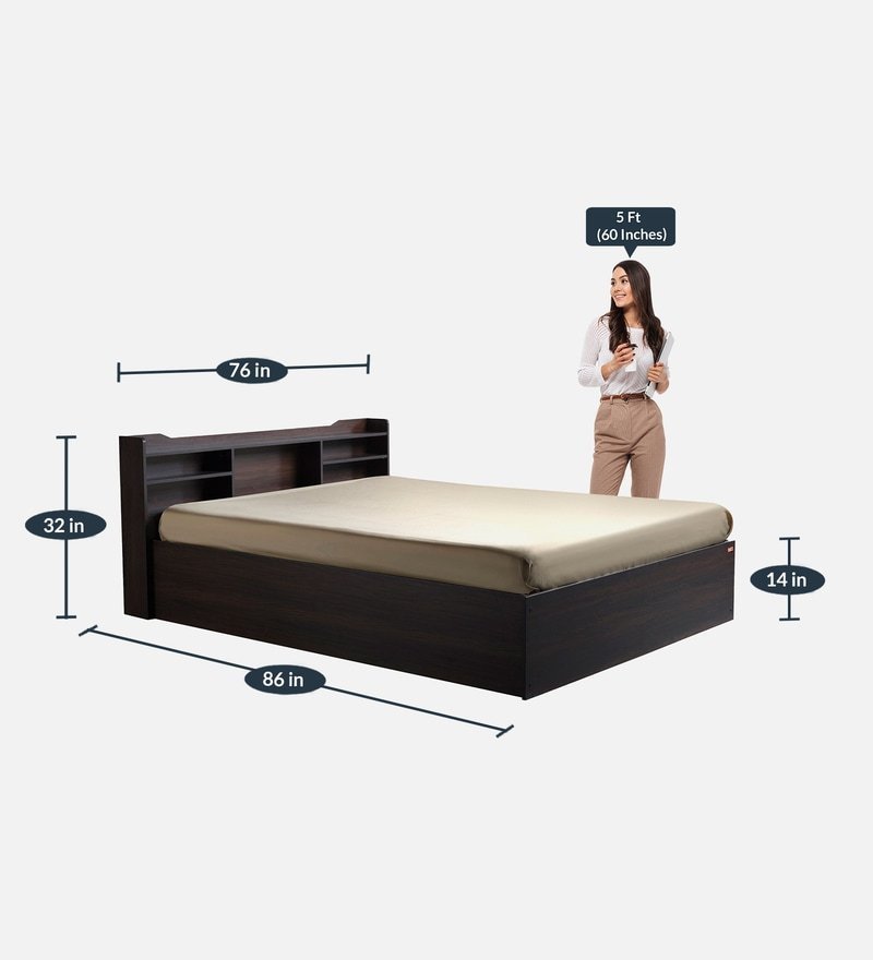 Bed ES King Size bed In Chestnut Dark Colour - Image 2