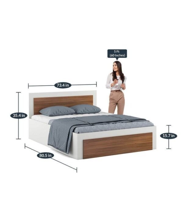 Dimora King Size Bed with Hydraulic Storage in Frosty White Colour - Image 2