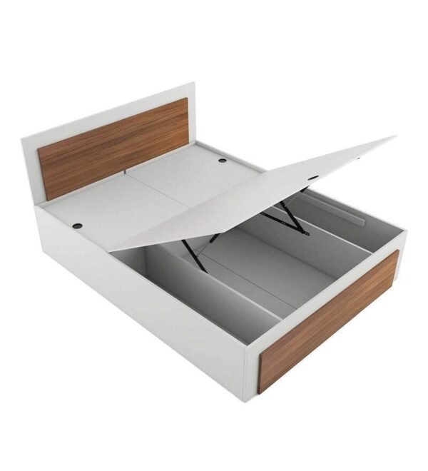 Dimora King Size Bed with Hydraulic Storage in Frosty White Colour - Image 4