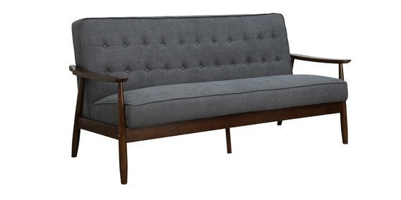 Jazmin 3 seater Sofa in Dark Grey Colour with Brown Oak Finish - Image 3