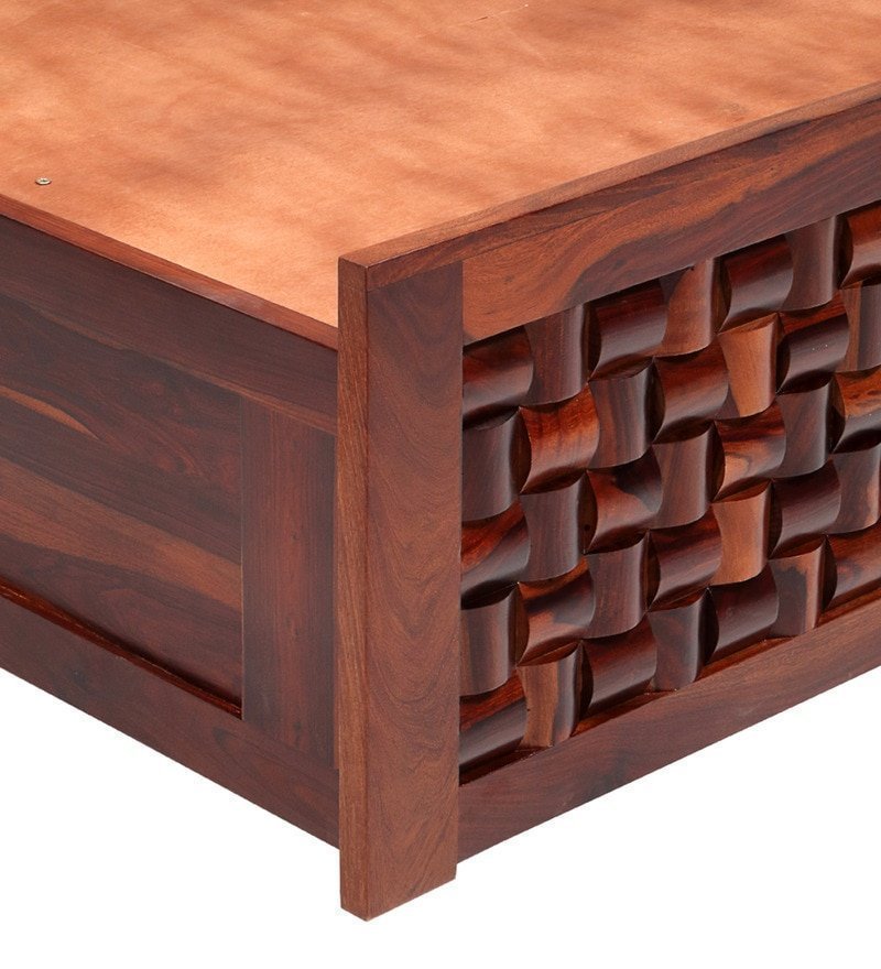 Julieta Queen Size Bed with Hydraulic Storage in Honey Finish - Image 5