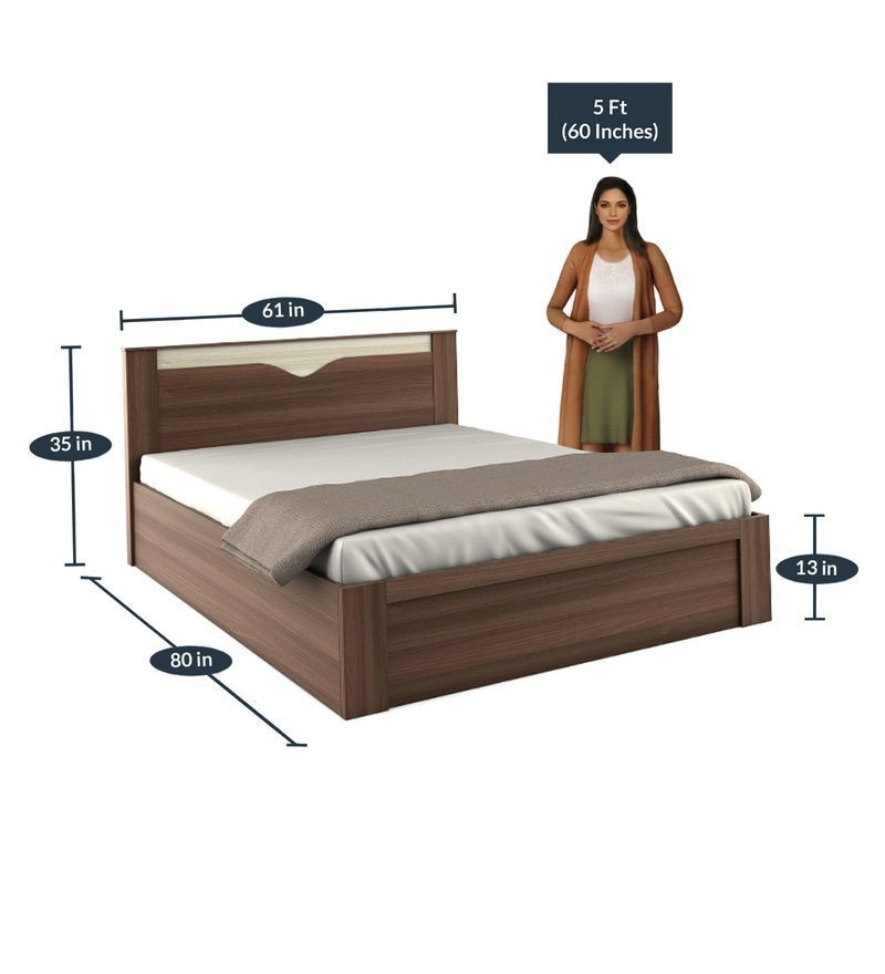 Kosmo Crescent Queen Size Bed with Storage in Dark Acacia Finish - Image 2