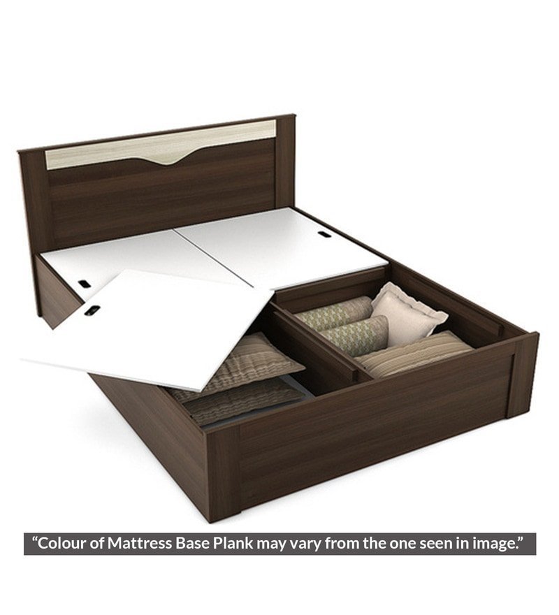 Kosmo Crescent Queen Size Bed with Storage in Dark Acacia Finish - Image 4