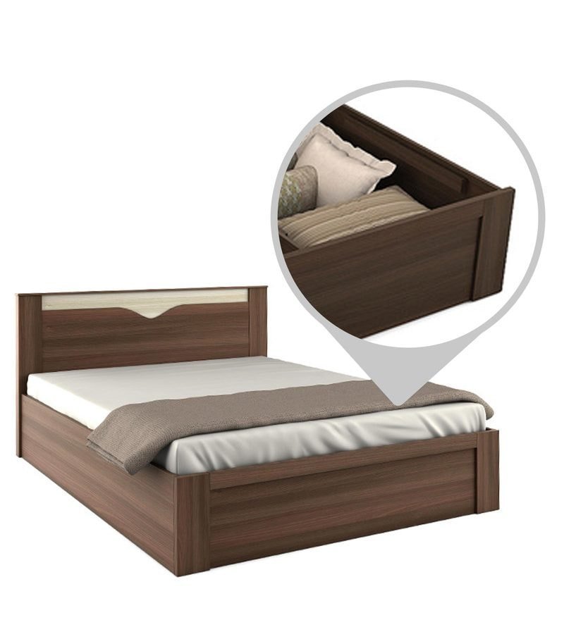 Kosmo Crescent Queen Size Bed with Storage in Dark Acacia Finish - Image 5