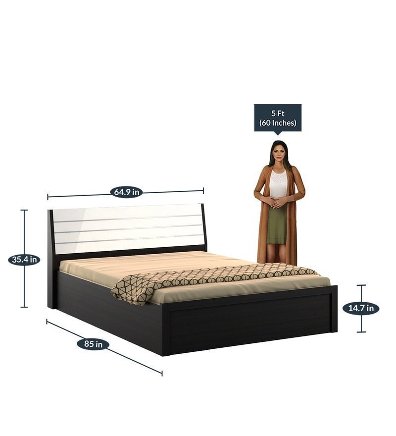 Kosmo Viva Queen Size Bed with Hydraulic Storage Natural Wenge finish - Image 2