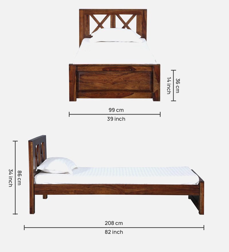 Kryss Solid Wood Single Bed In Provincial Teak Finish - Image 2