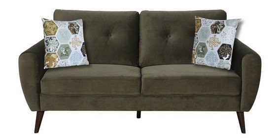 Merida 3 Seater Velvet Sofa In Dark Olive Colour - Image 3