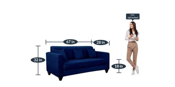 Nebula 3 Seater Sofa In Royal Blue Colour - Image 3