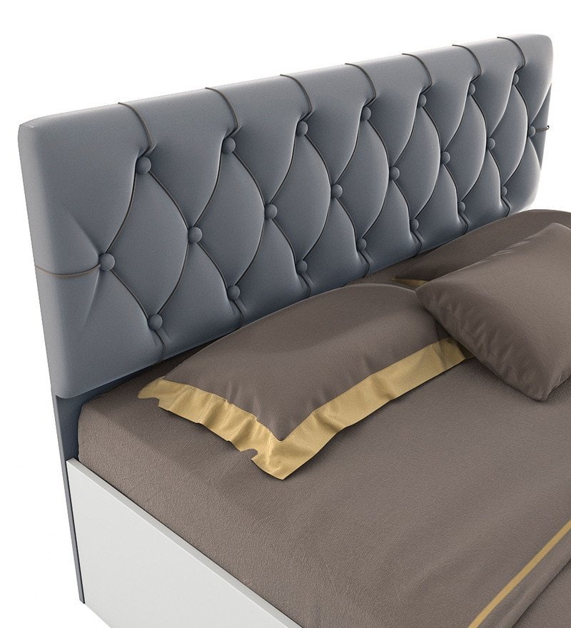 Orbit Queen Size Bed With Box Storage In Frosty White Colour - Image 4