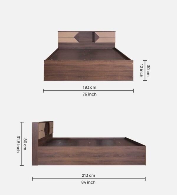 Shamon King Size Bed With Box Storage In Walnut Finish - Image 2