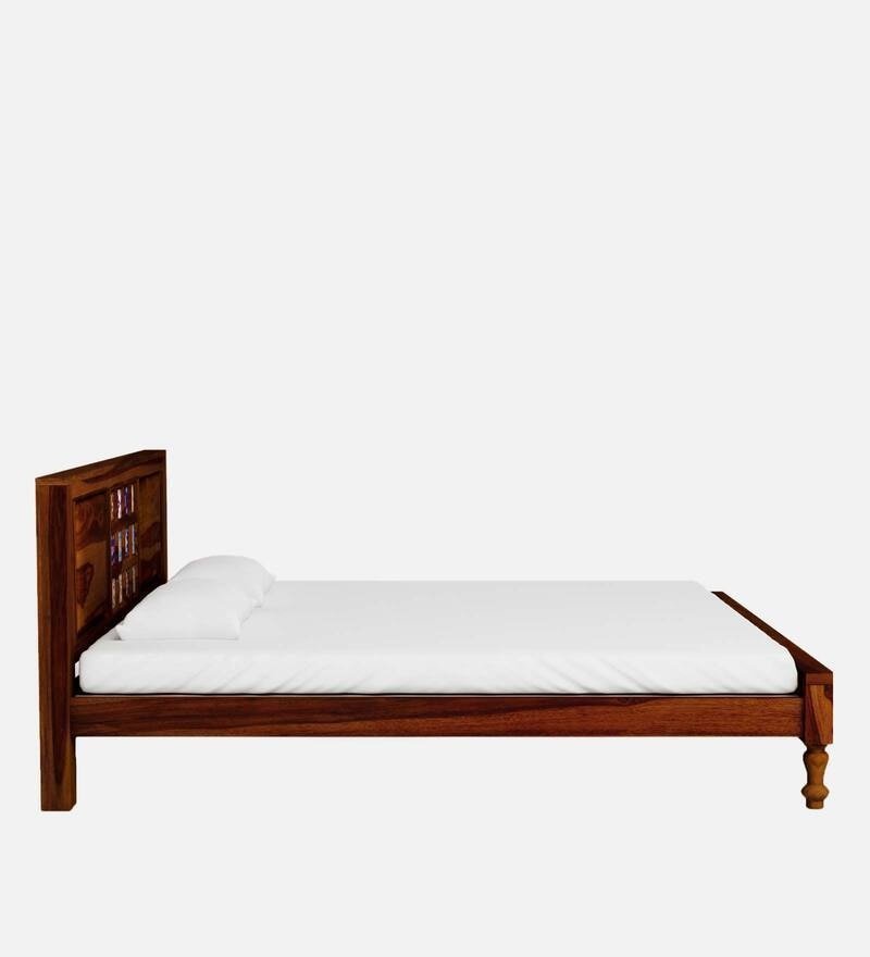 Siramika Solid Wood King Size Bed In Honey Oak Finish - Image 5