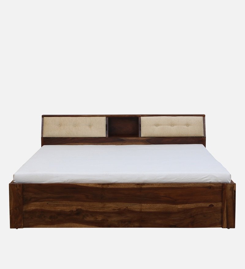 Ursula Solid Wood King Size Bed with Headboard & Box Storage in Rustic Teak Finish - Image 3
