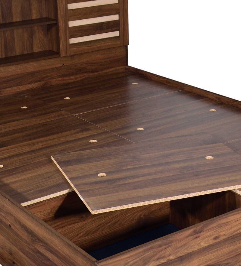 Waltz Queen Bed With Box Storge In Walnut Finish - Image 5